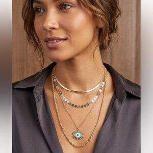 New Stunning Multilayered Evil Eye & Disc Chain Necklace Set | Gold Plated